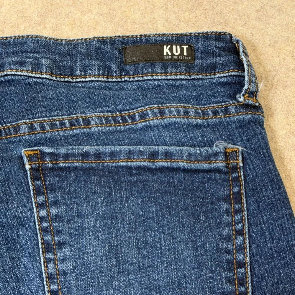 KUT From The Kloth Denim Shorts Size 10 Distressed Cuffed Stretch - Picture 12 of 15